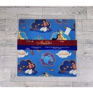 Vintage Disney Gift Wrap Aladdin Cleo Sealed 2 SHEETS 1'.8" X 2'.6"  1996 NOS
